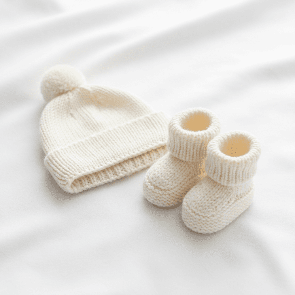 Knit Hat & Booties Set
